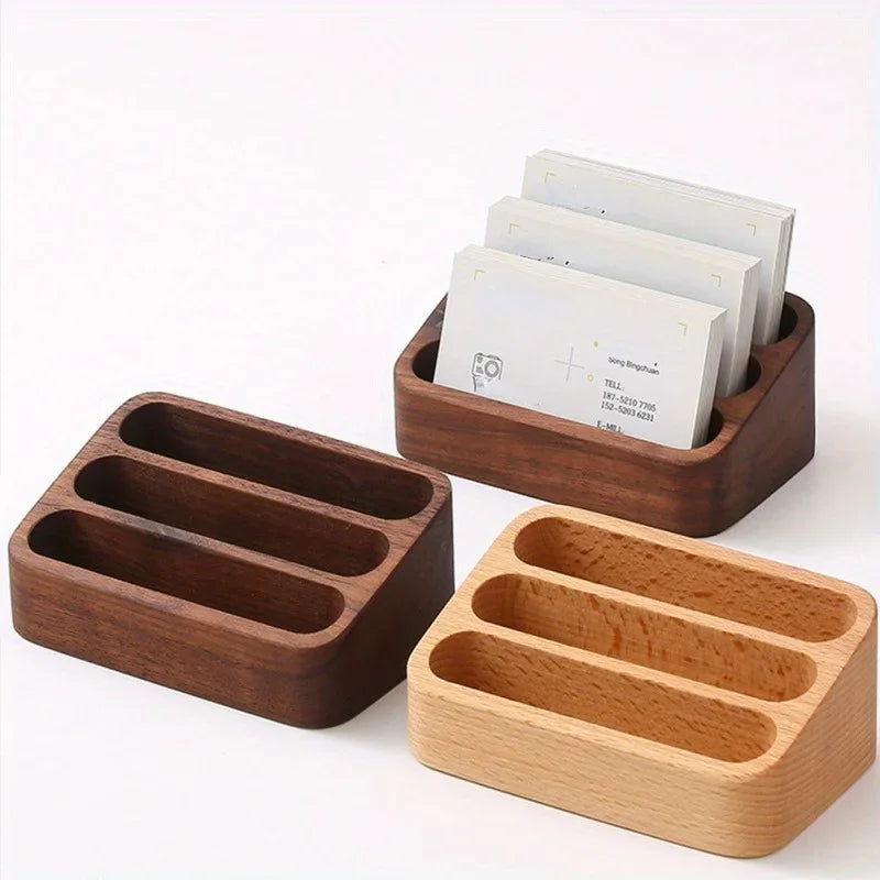 Présentoir à Cartes de Visite en Bois - Support de Bureau Design