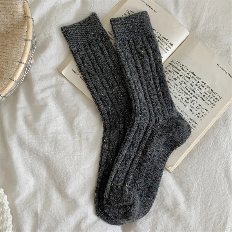 Chaussettes Femme Hiver - Rayées Chaudes en Laine, Mode Casual Automne