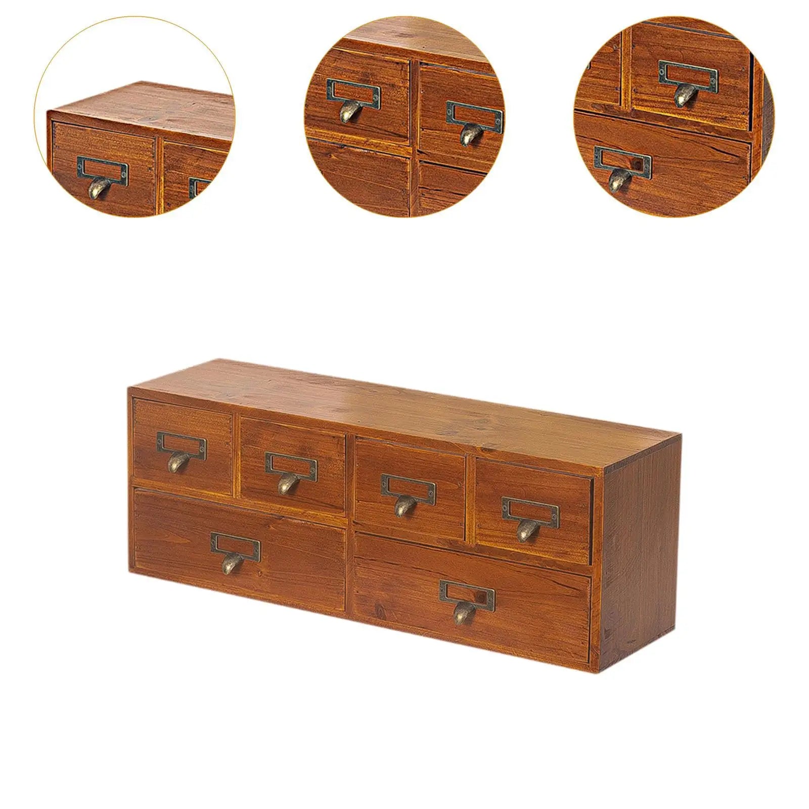 Organisateur de Bureau en Bois 6 Tiroirs - Boîte de Rangement Élégante, Style Campus Chic