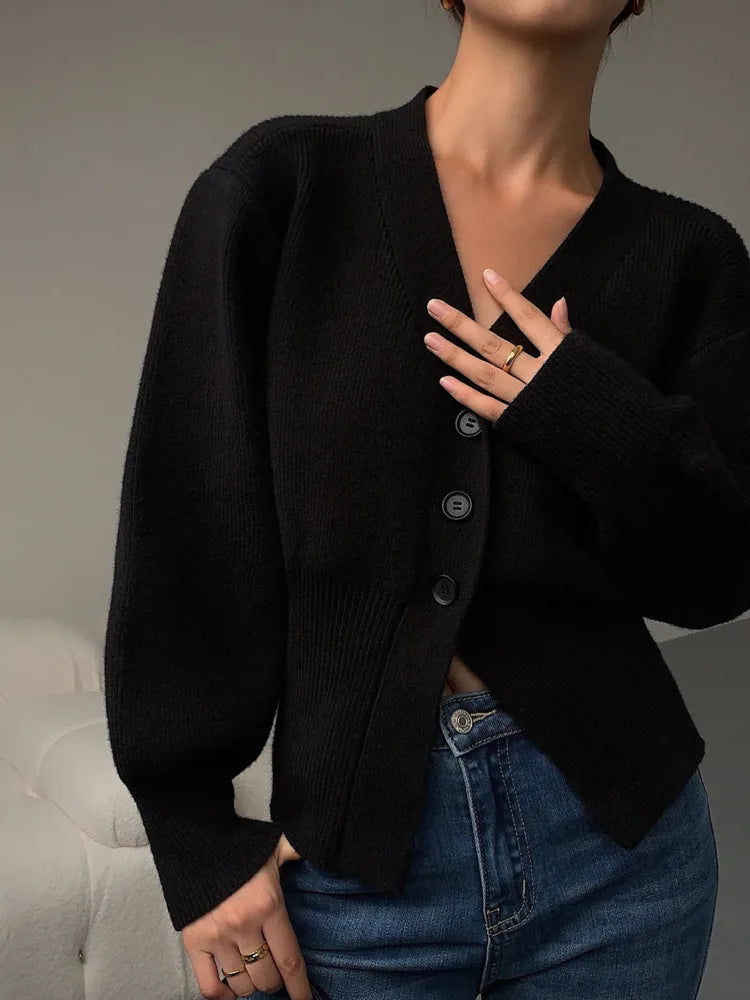 Cardigan Femme Automne - Pull Tricoté Élégant Manches Longues, Style Coréen Casual Chic