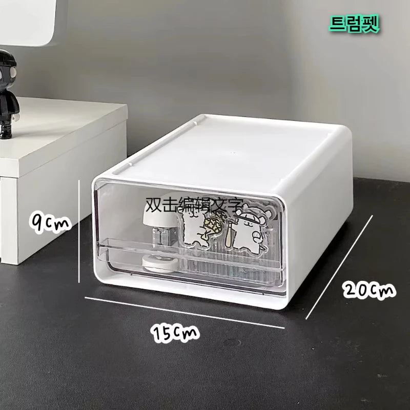 Organisateur de Bureau Transparent avec Tiroirs - Rangement Documents et Fournitures, Style Épuré