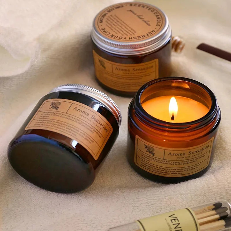 Bougie Parfumée Soja Sans Fumée - Huiles Essentielles Poire Anglaise Freesia - Décoration Luxe