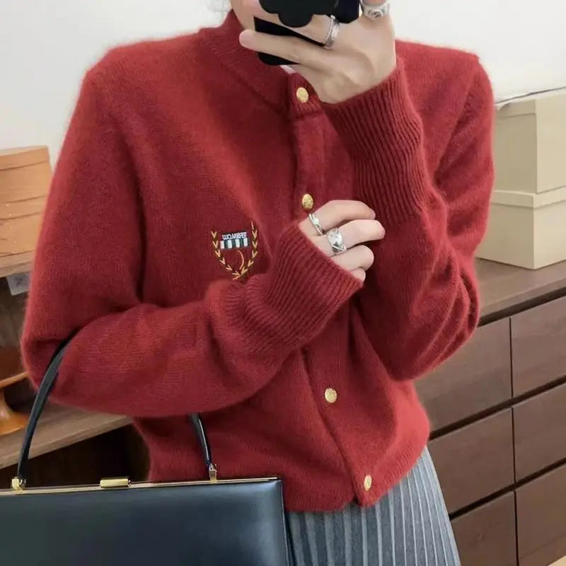 Cardigan Brodé Campus - Veste en Maille Décontractée