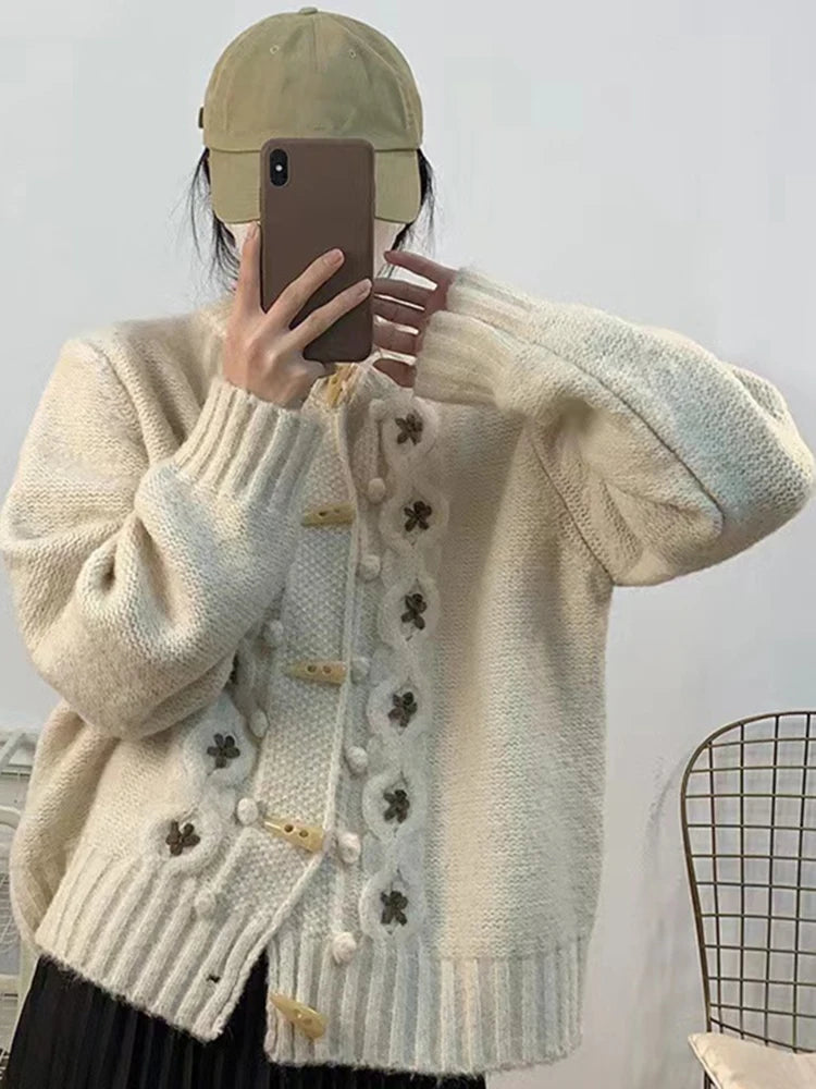Cardigan Femme Automne Classique - Pull Col Rond Doux Tricoté, Coupe Ample