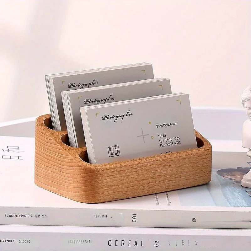 Présentoir à Cartes de Visite en Bois - Support de Bureau Design