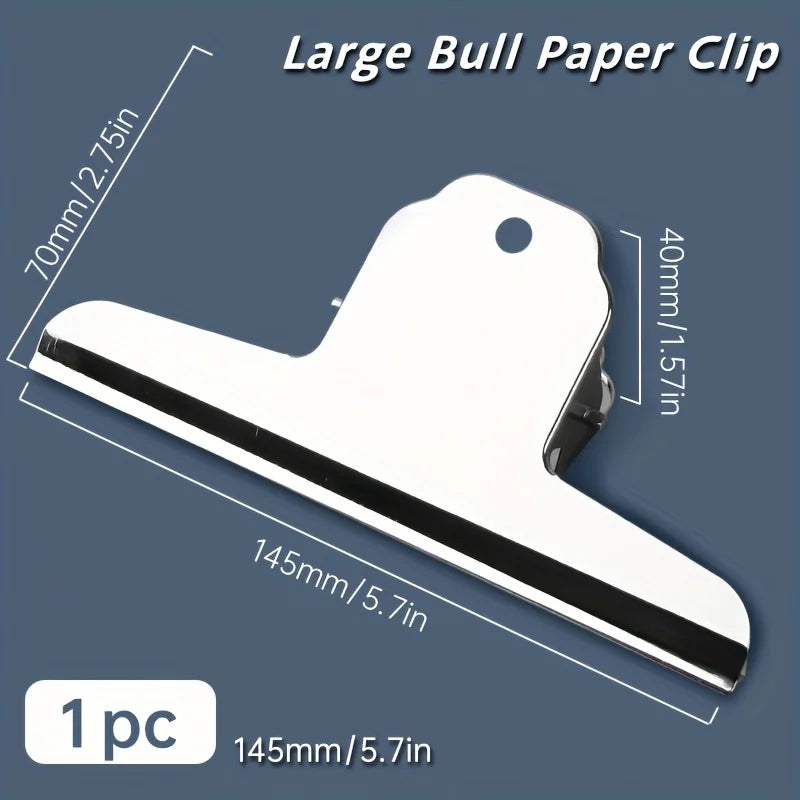 Clips Géants Métal Forme Taureau 14,5cm - Pinces Décoratives Bureau Tableau Affichage Photos