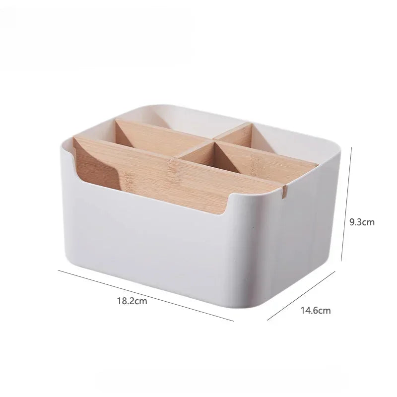 Organisateur Bureau Multifonctionnel Blanc - Rangement Compartiments Cosmétiques et Fournitures, Style Épuré