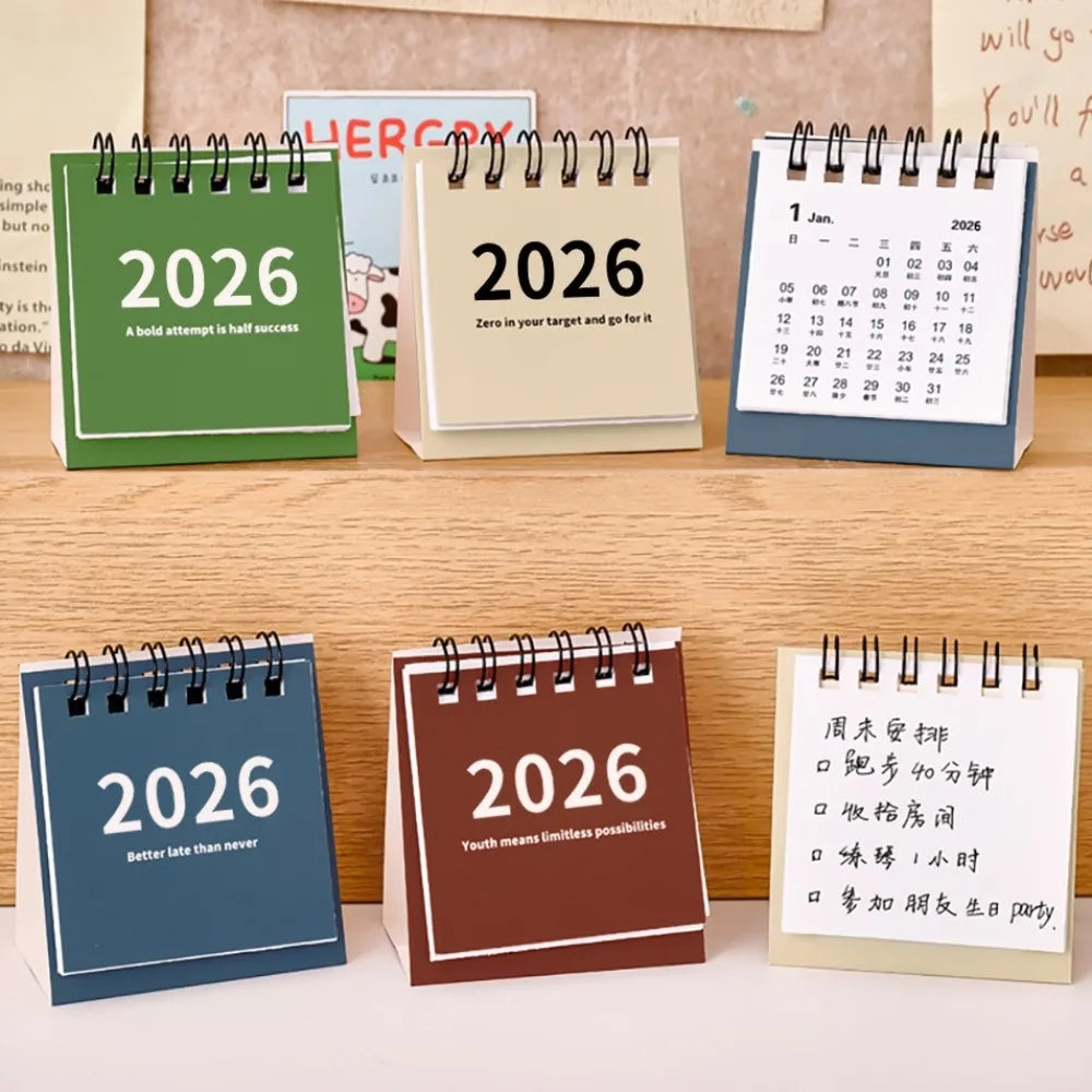Mini Calendrier Bureau 2026 - Planner Spirale Créatif, Décoration Desktop Fournitures Étudiant