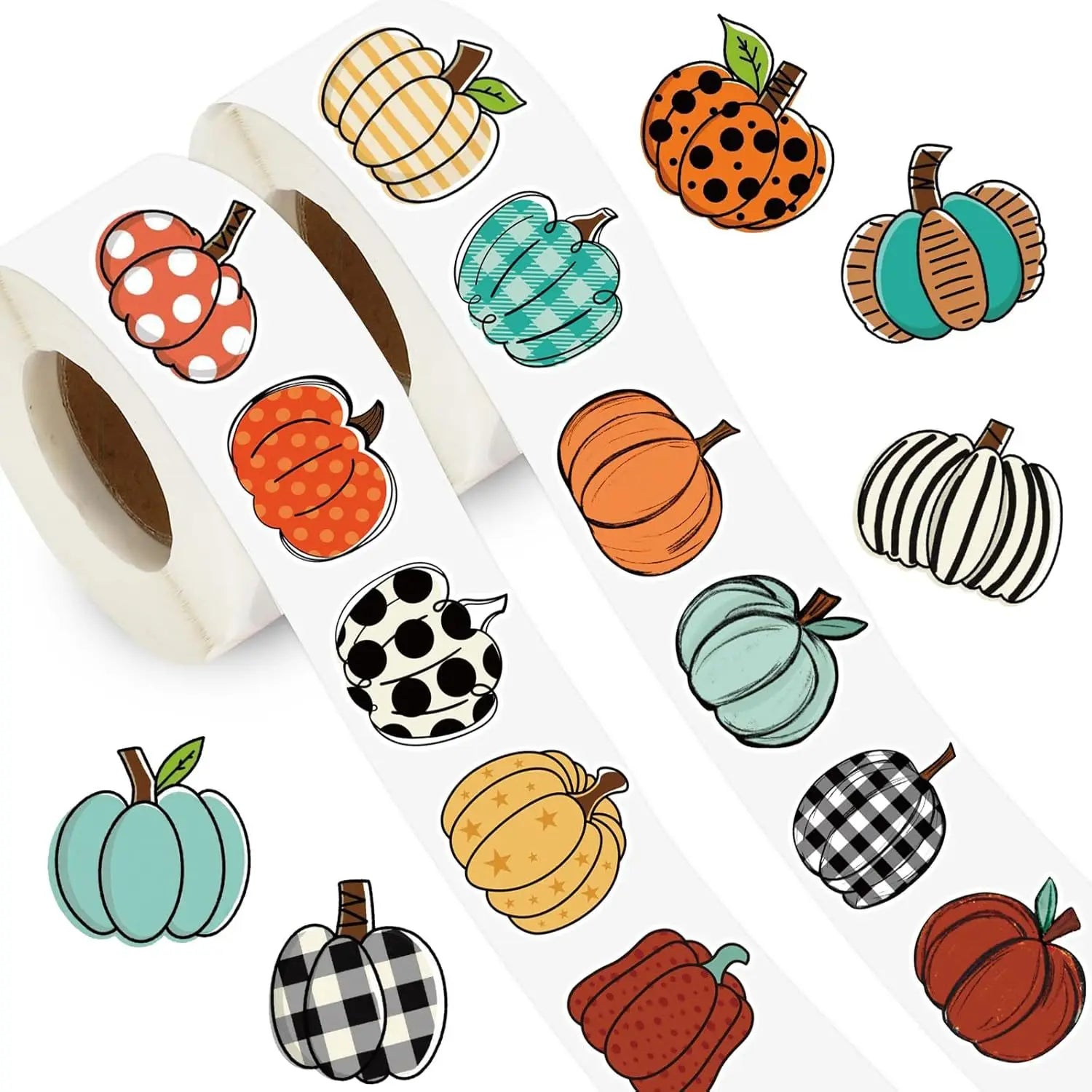 Pack 1000 Stickers Citrouilles d'Automne - 16 Formes Colorées pour Scrapbook et Déco Thanksgiving