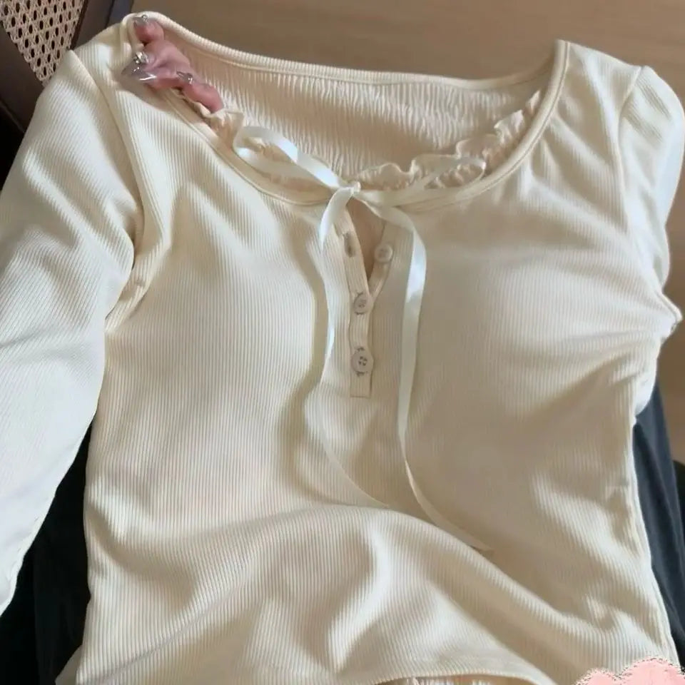 T-Shirt Femme Ajusté - Haut Patchwork avec Lacets, Style  Chic Tendance