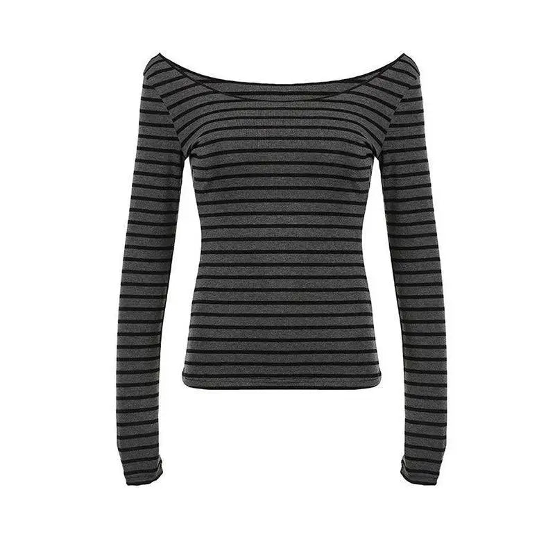 T-Shirt Femme Rétro 90s - Haut Manches Longues Bordure Dentelle, Style Street Chic