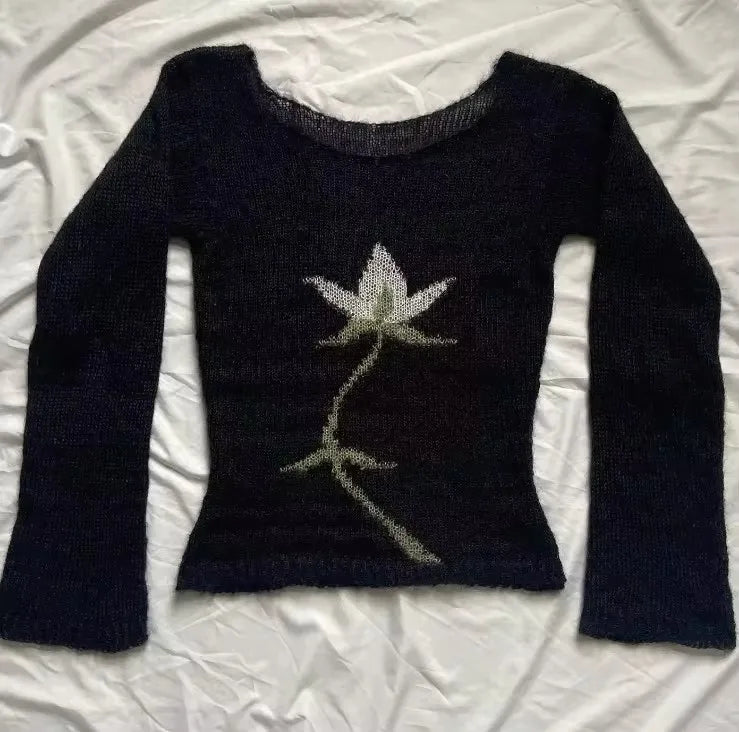 T-Shirt Femme Rétro 90s - Haut Manches Longues Bordure Dentelle, Style Street Chic