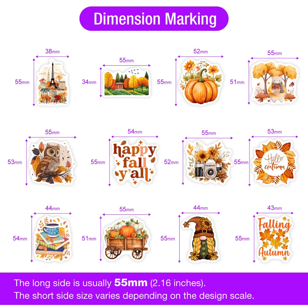 Stickers Automne Citrouilles - Autocollants Esthétiques Imperméables pour Laptop, Téléphone, Bagages