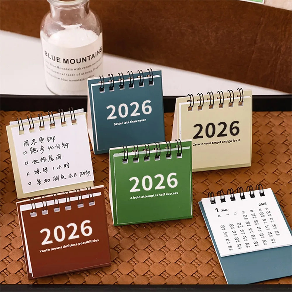Mini Calendrier Bureau 2026 - Planner Spirale Créatif, Décoration Desktop Fournitures Étudiant