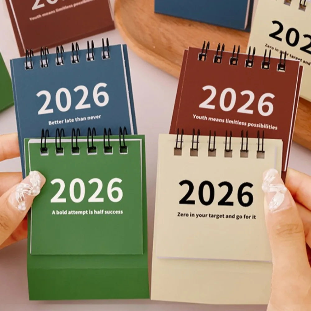 Mini Calendrier Bureau 2026 - Planner Spirale Créatif, Décoration Desktop Fournitures Étudiant
