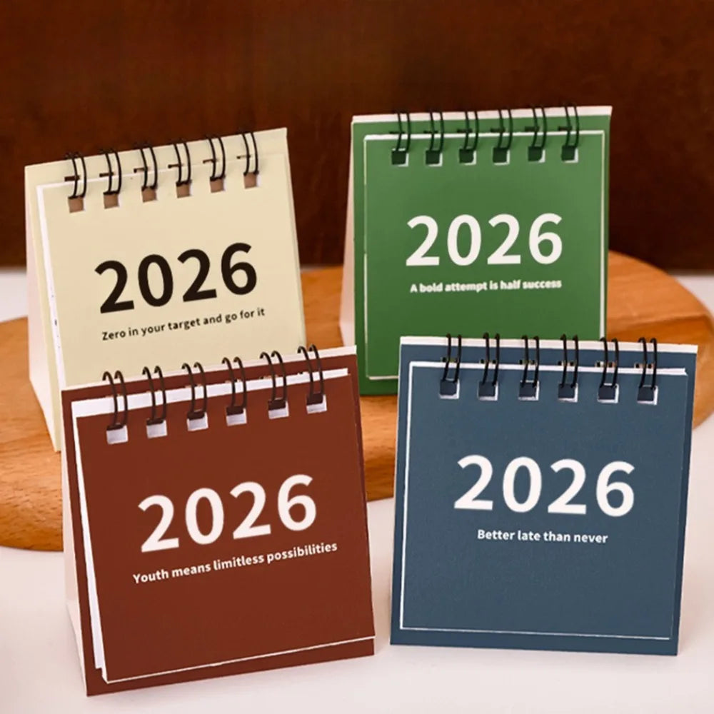Mini Calendrier Bureau 2026 - Planner Spirale Créatif, Décoration Desktop Fournitures Étudiant