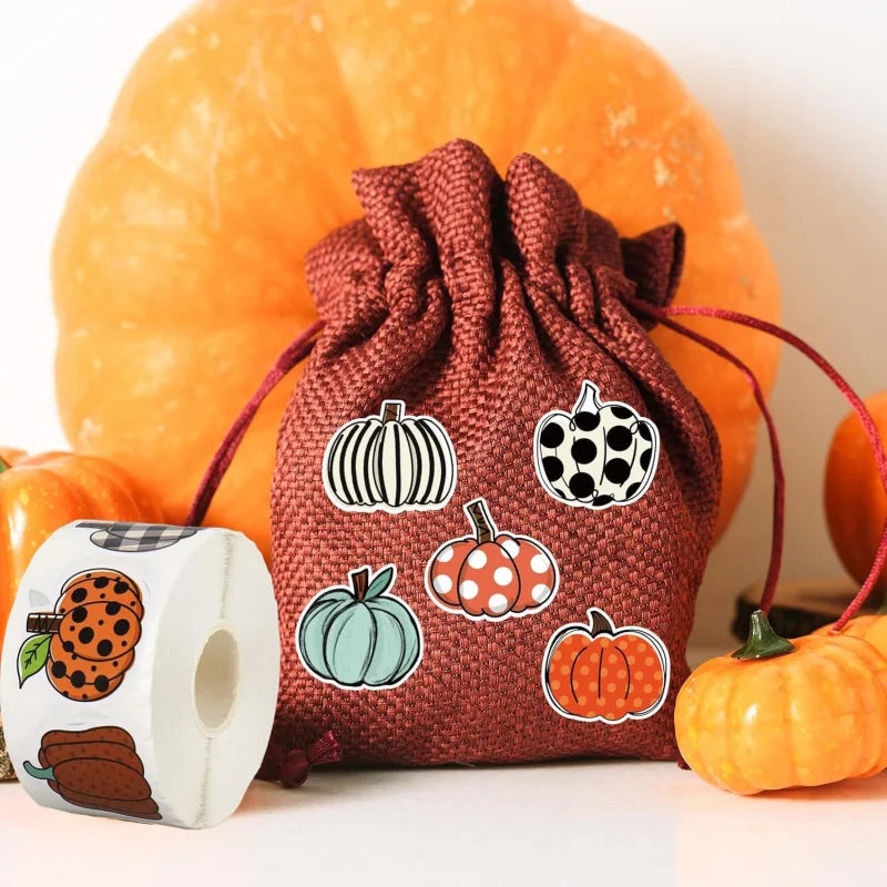 Pack 1000 Stickers Citrouilles d'Automne - 16 Formes Colorées pour Scrapbook et Déco Thanksgiving