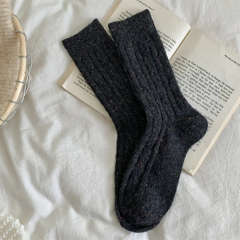 Chaussettes Femme Hiver - Rayées Chaudes en Laine, Mode Casual Automne